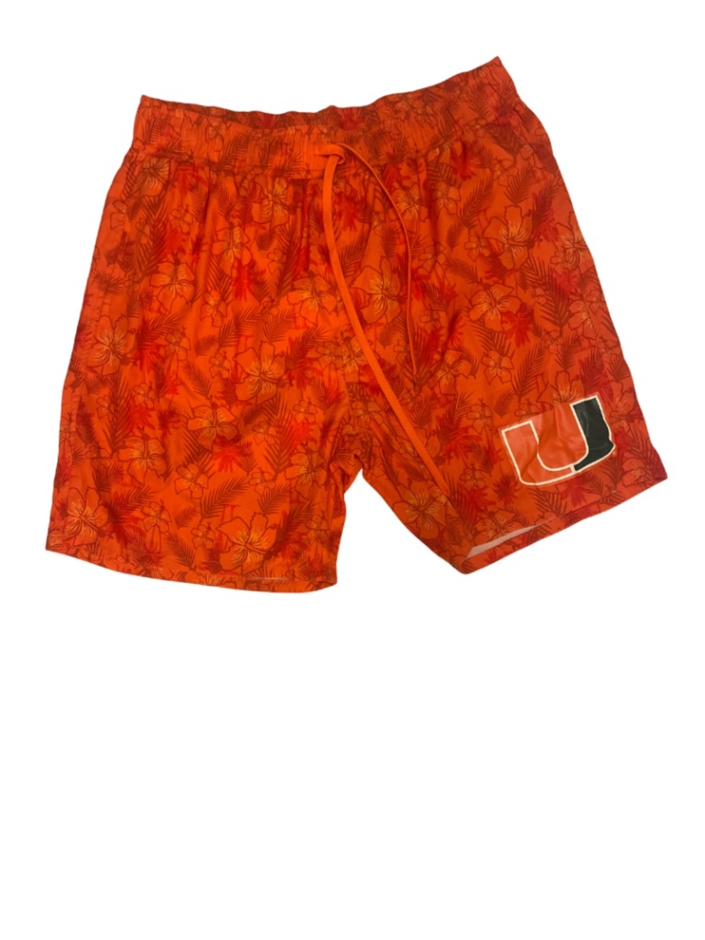 Chiliwear Miami Hurricanes Floral Swim Trunks XL Orange Hawaiian Beach Shorts